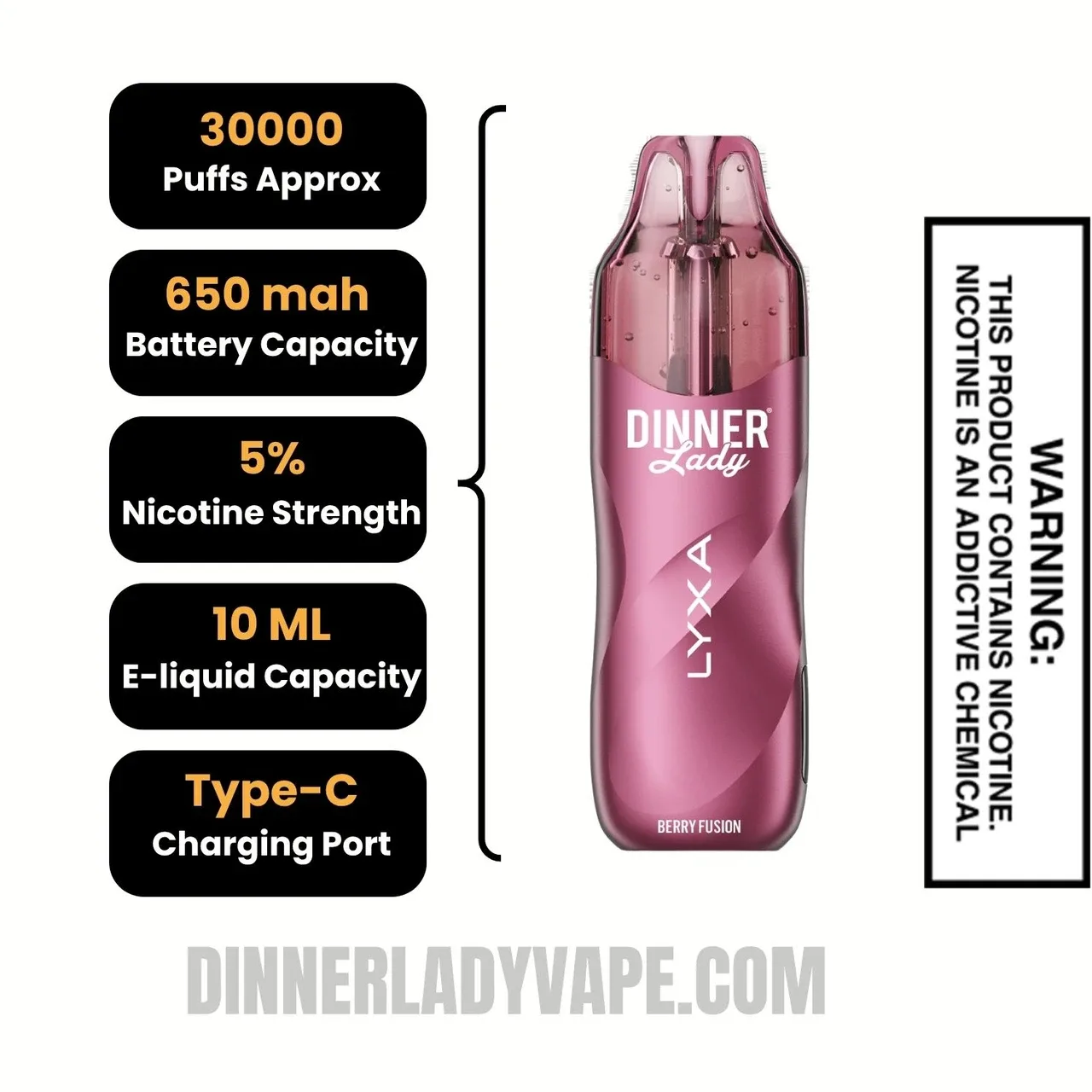 Berry Fusion Dinner Lady LYXA 30K Disposable Vape - Image 2