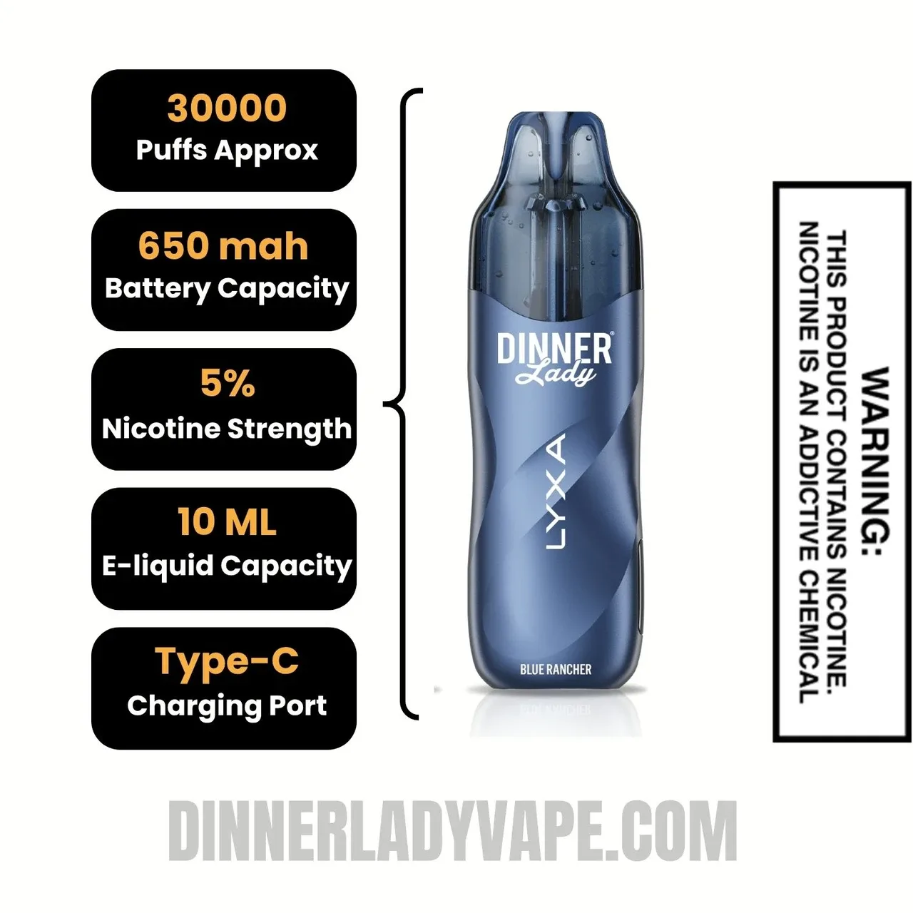 Blue Rancher Dinner Lady LYXA 30K Disposable Vape - Image 2