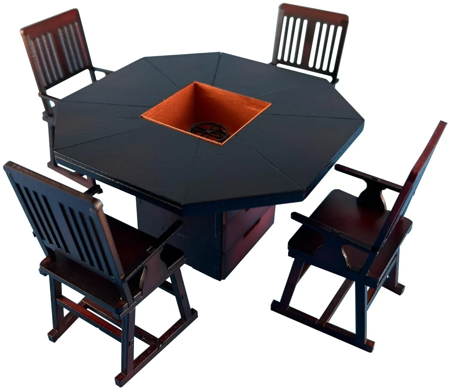 Cobaanii Mokei 1/12 Scale Octagon Table and Chairs Set with Irori Wz-028
