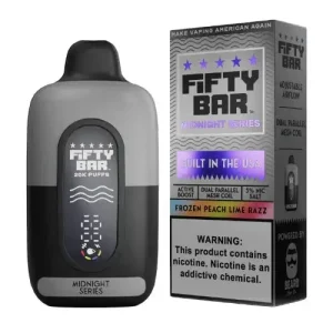 Frozen Peach Lime Razz - Fifty Bar Midnight Series 20k Disposable Vape