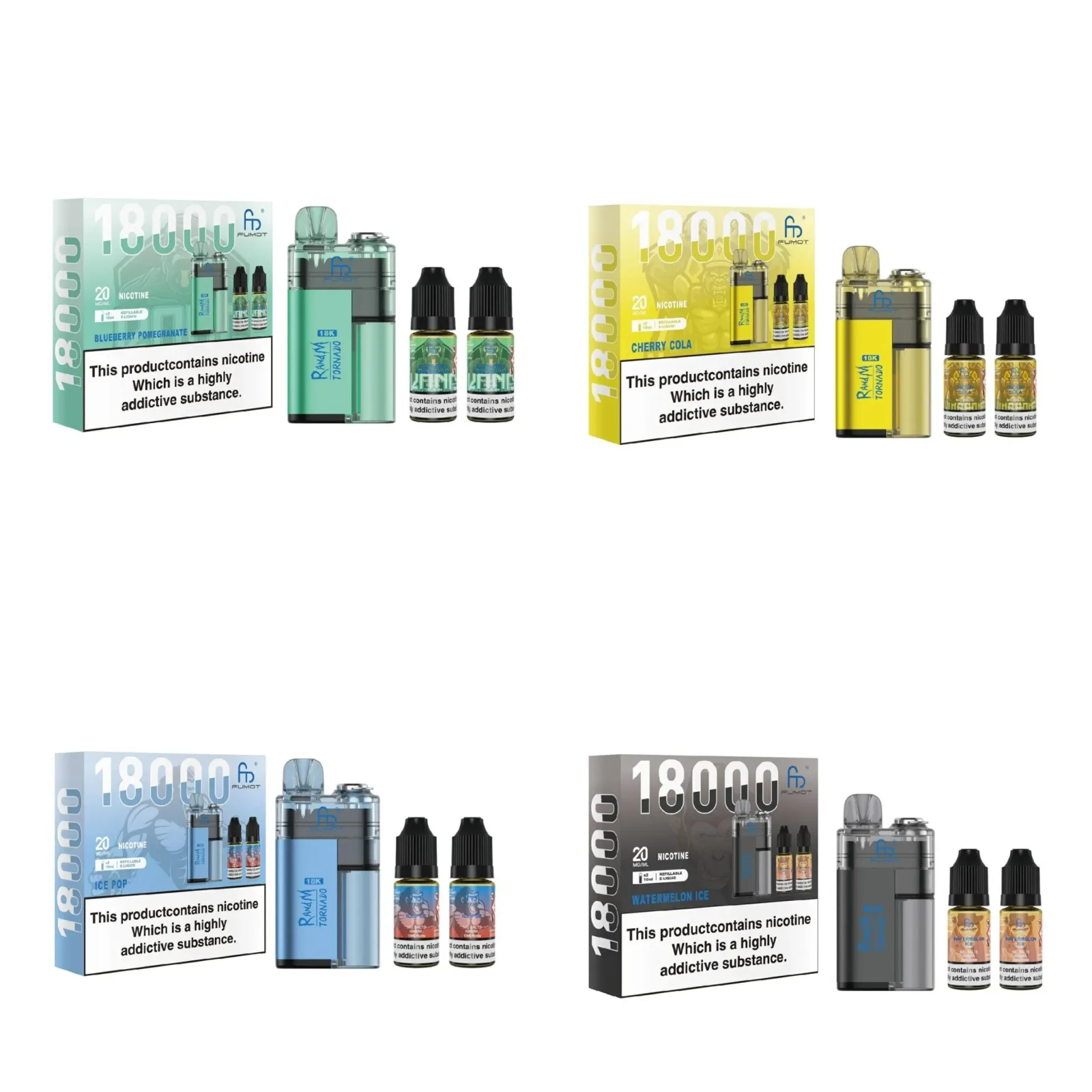 FUMOT R AND M Tornado 18000 Puffs Prefilled Pod Vape Kit 20MG