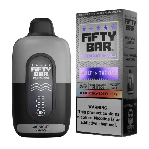 Iced Strawberry Pear - Fifty Bar Midnight Series 20k Disposable Vape
