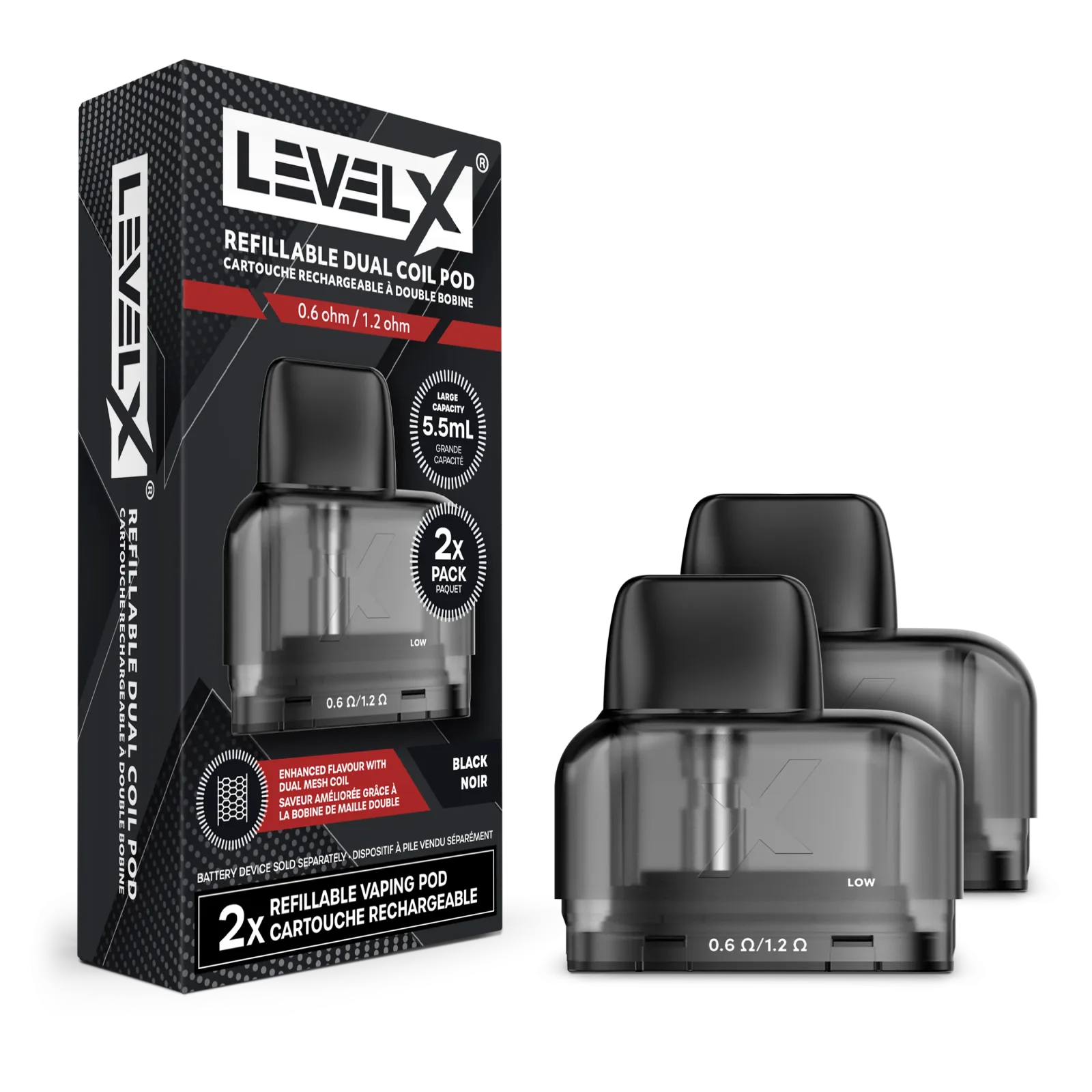 Level X Refillable Dual Coil Pod 5.5mL (2 Pack)