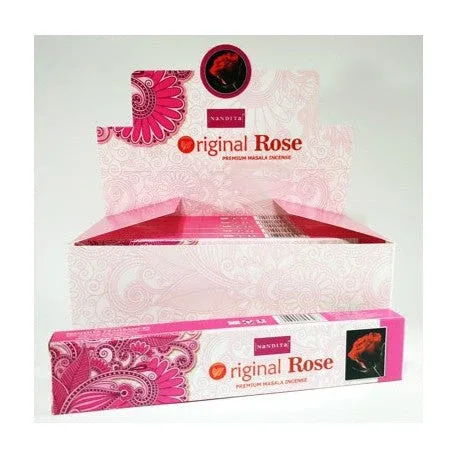 Nandita - Original Rose Incense Natural & Organic Hand-rolled Masala Incense Sticks 15g
