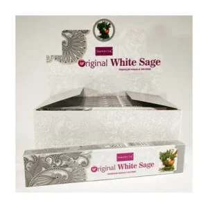 Nandita - Original White Sage Incense Natural & Organic Hand-rolled Masala Incense Sticks 15g