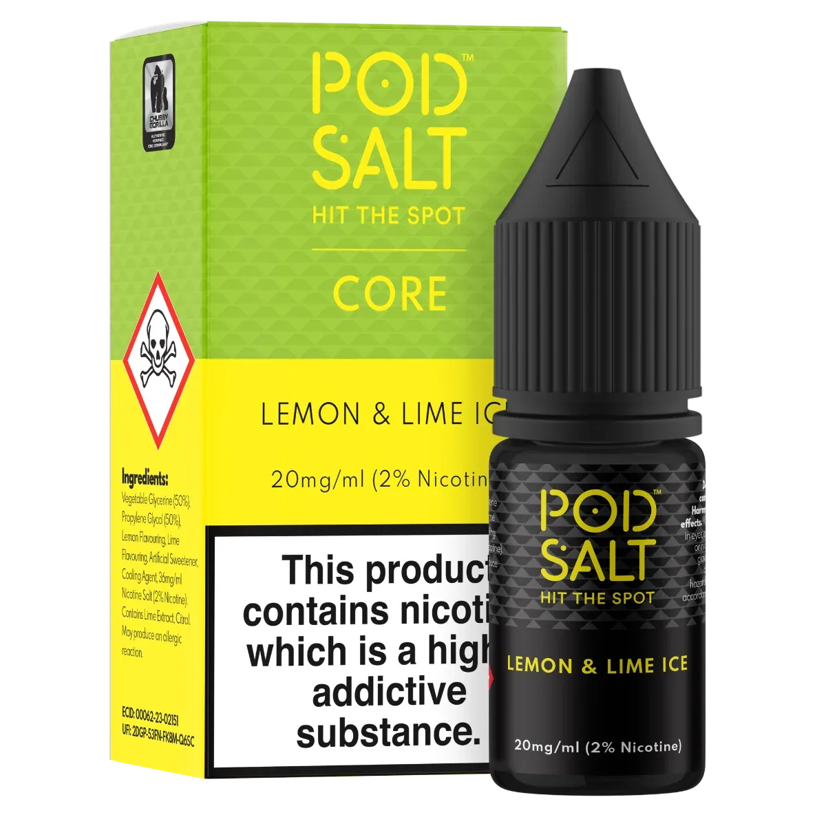 Pod Salt Core Lemon & Lime Ice 10ml Nicotine Salt E-Liquid
