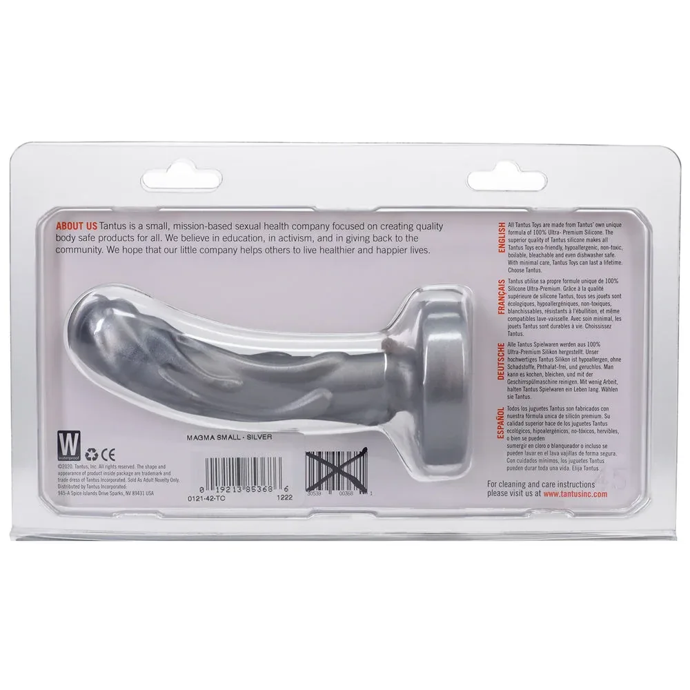 Tantus Mini Magma 5 in. Fantasy Dildo Firm Silver - Image 2
