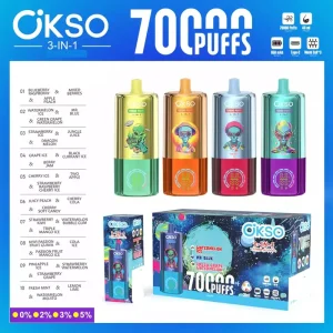 OKSO 3-IN-1 Taste 70K Bulk Buy 70000 Puffs Rechargeable Disposable Vapes Wholesale