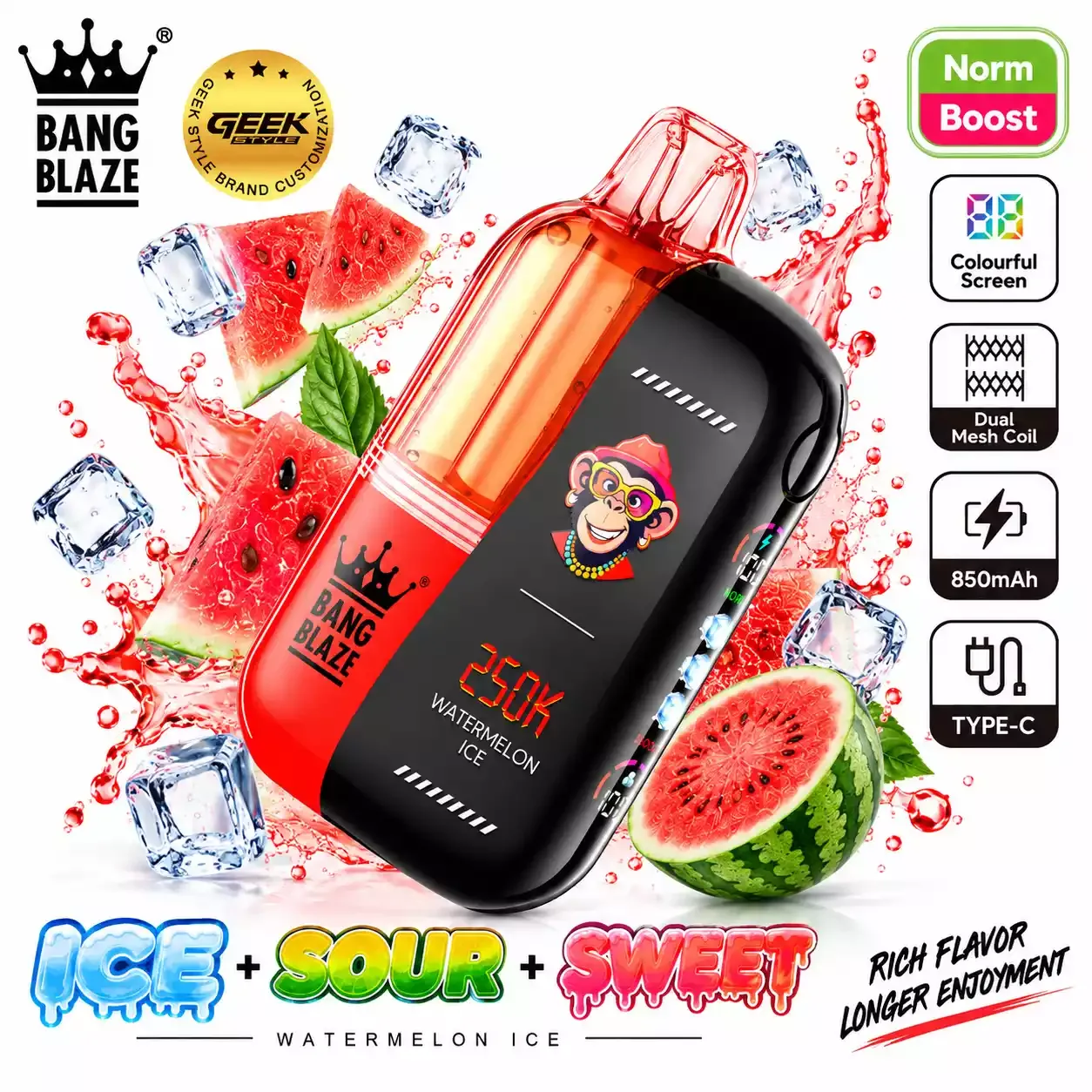 BANG BLAZE 250000 Puffs Dual Mesh 250K Disposable Vapes Wholesale Bulk Buy Smart Screen