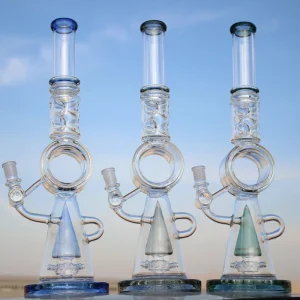 Recycler Style Donut Percolator Glass Water Pipe 18.5"