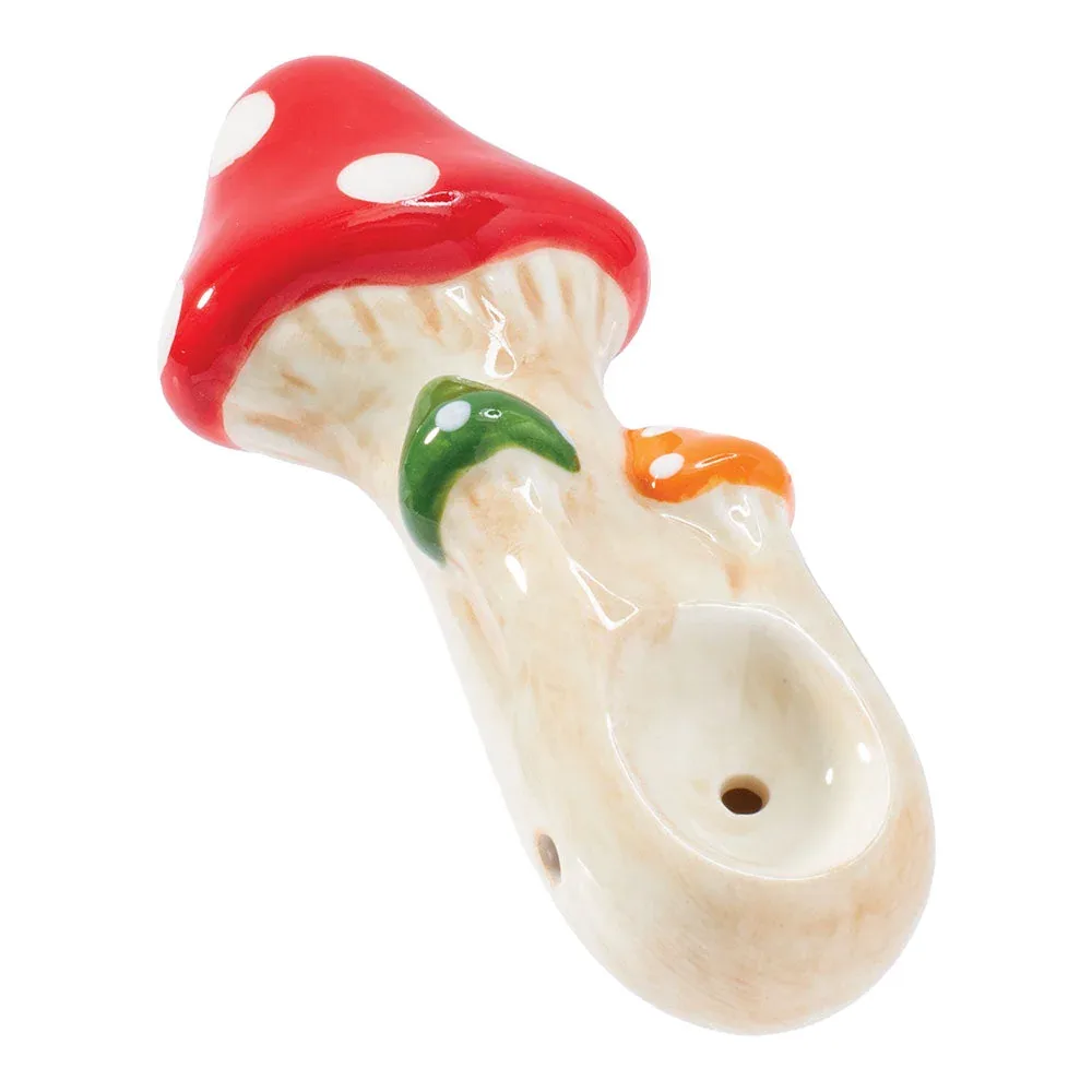 Wacky Bowlz Tri Mushroom Ceramic Pipe - 4" - Image 2