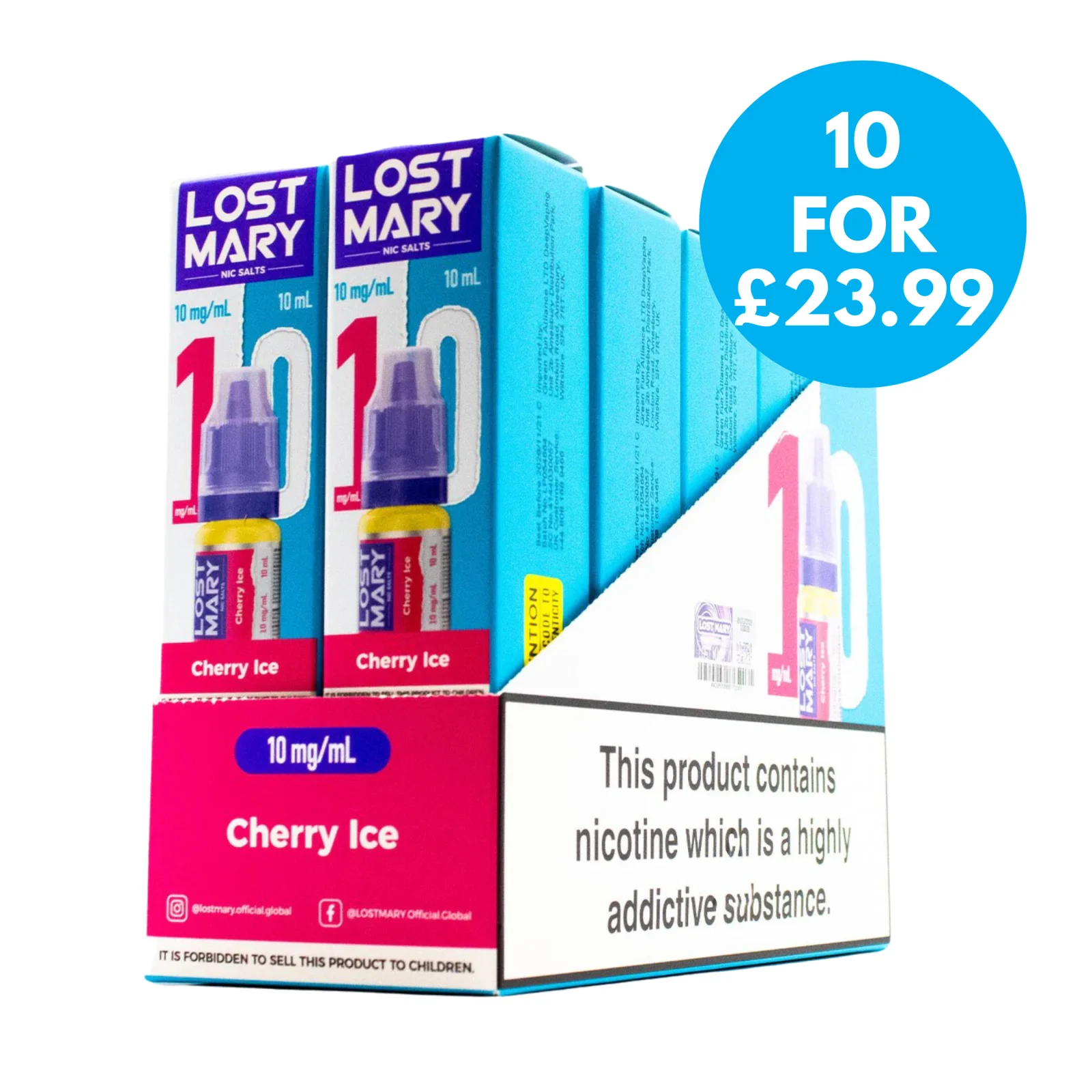 Box Of 10 – Lost Mary 10mg (1%) Nicotine Salt E-Liquid 10ml
