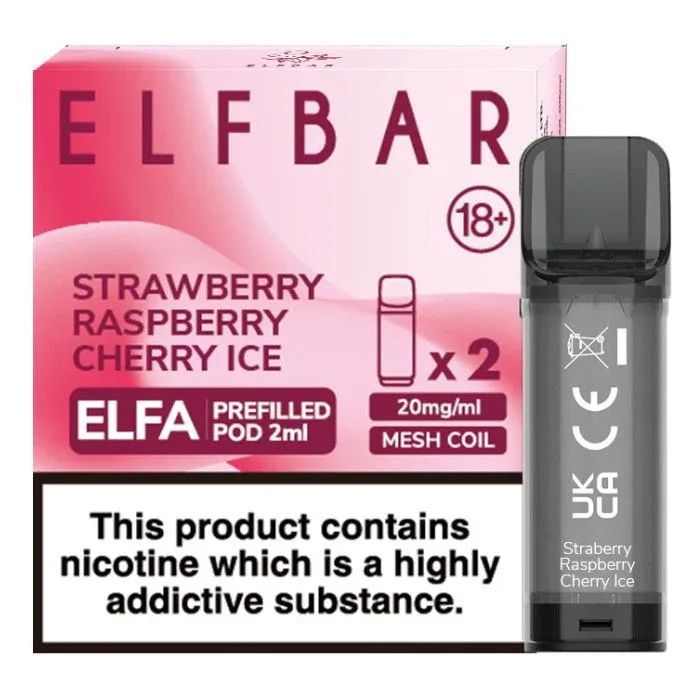STRAWBERRY RASPBERRY CHERRY ICE ELF BAR ELFA PREFILLED POD