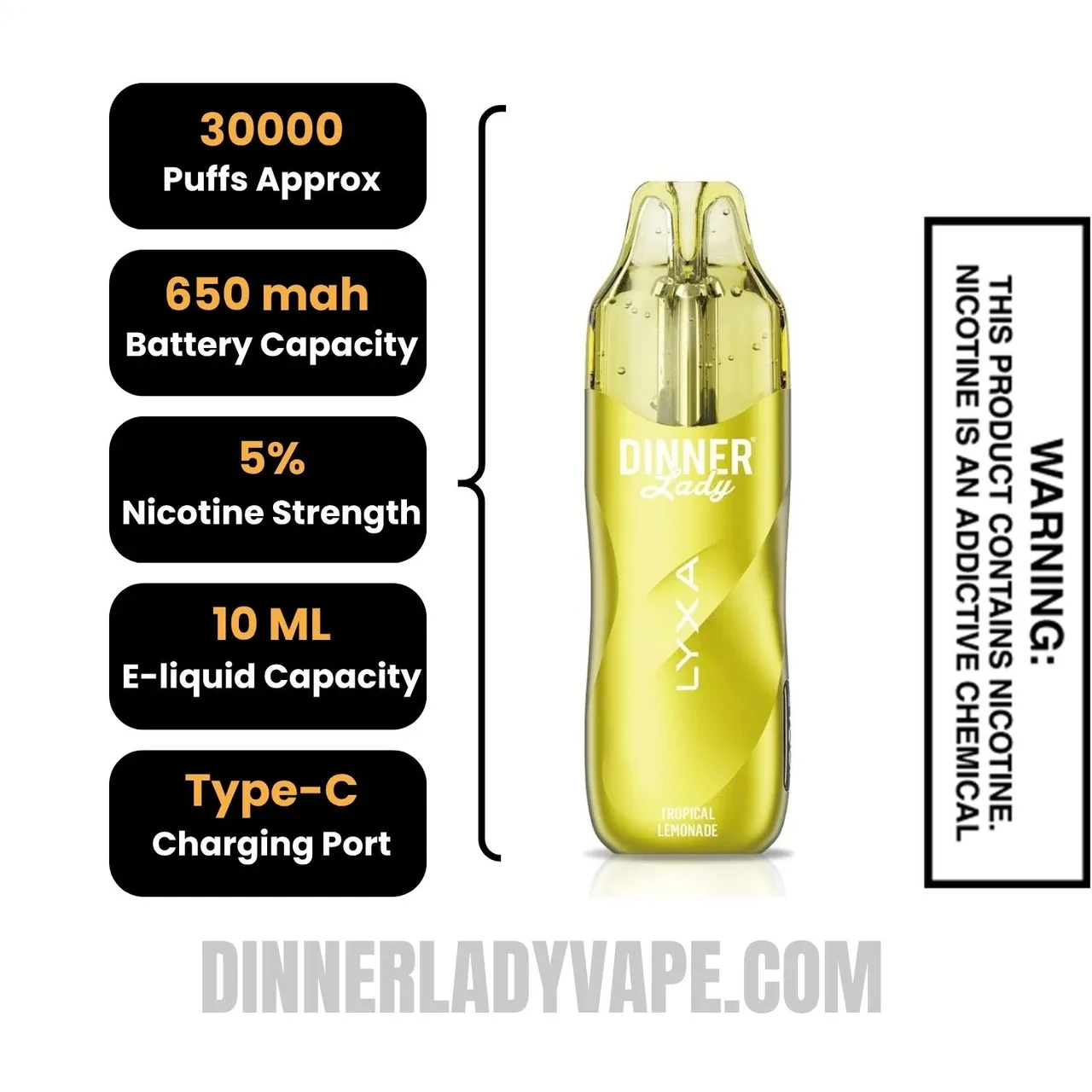 Tropical Lemonade Dinner Lady LYXA 30K Disposable Vape - Image 2