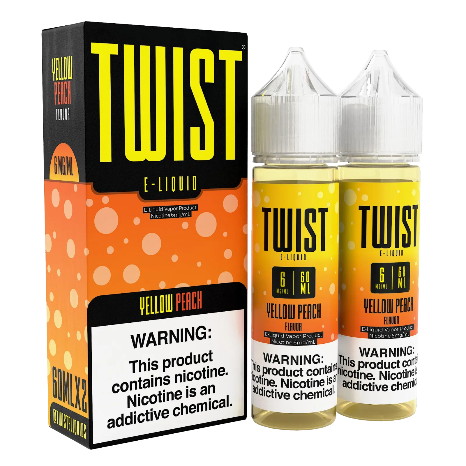 TWIST E-Liquid – Yellow Peach – 120ML E-Liquid (Twin 60ML Pack)