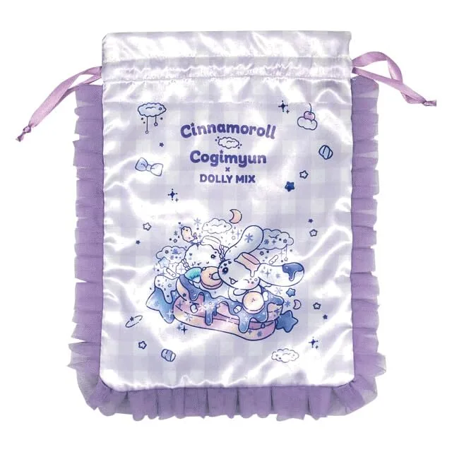 Watanabe Cinnamoroll Kogimyun Dolly Mix Ruffle Drawstring Bag Purple