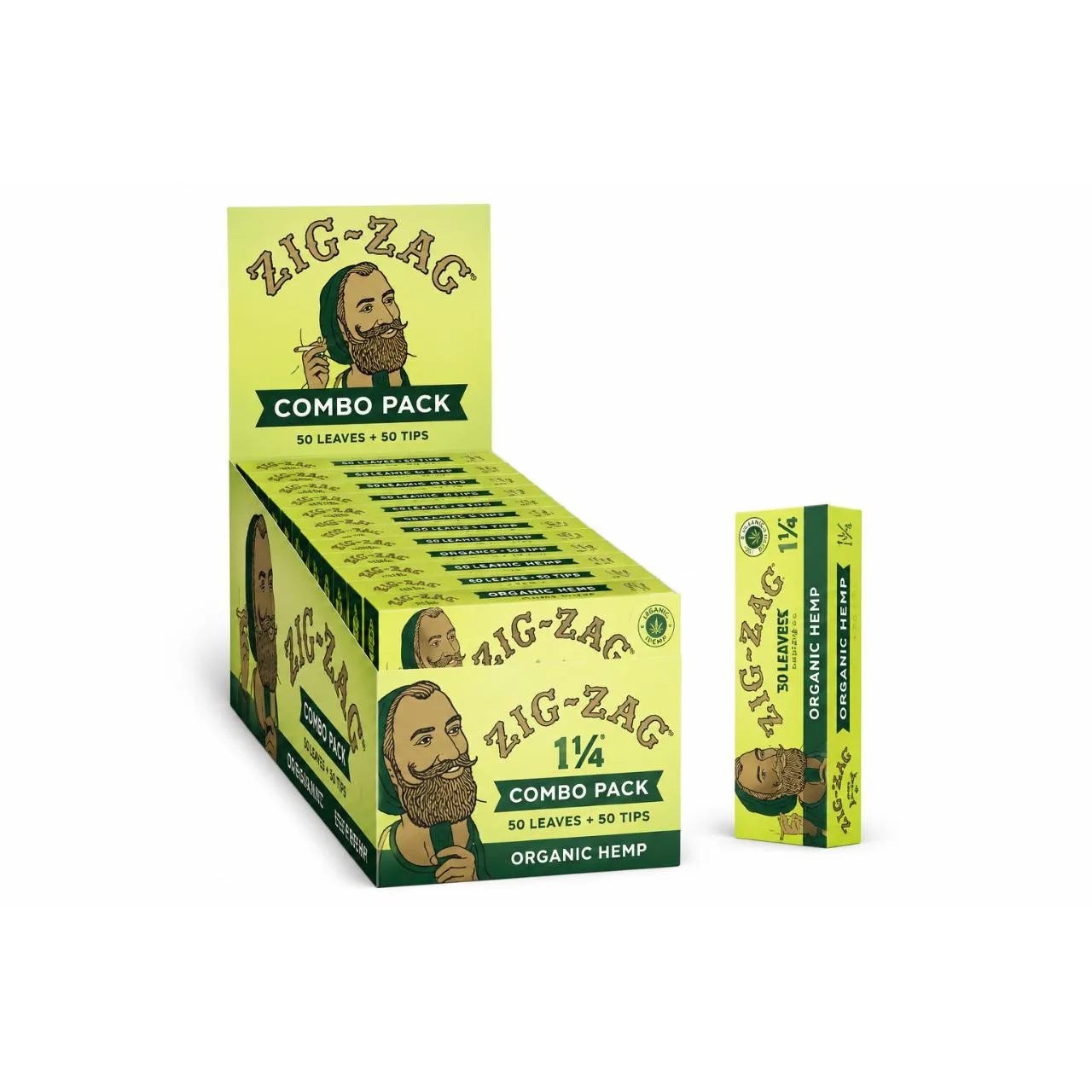 Zig Zag 1-1/4 Papers Carton Pack of 1 | 50 Count Organic Hemp