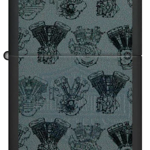Zippo Lighter - Harley Davidson Black Light Logos